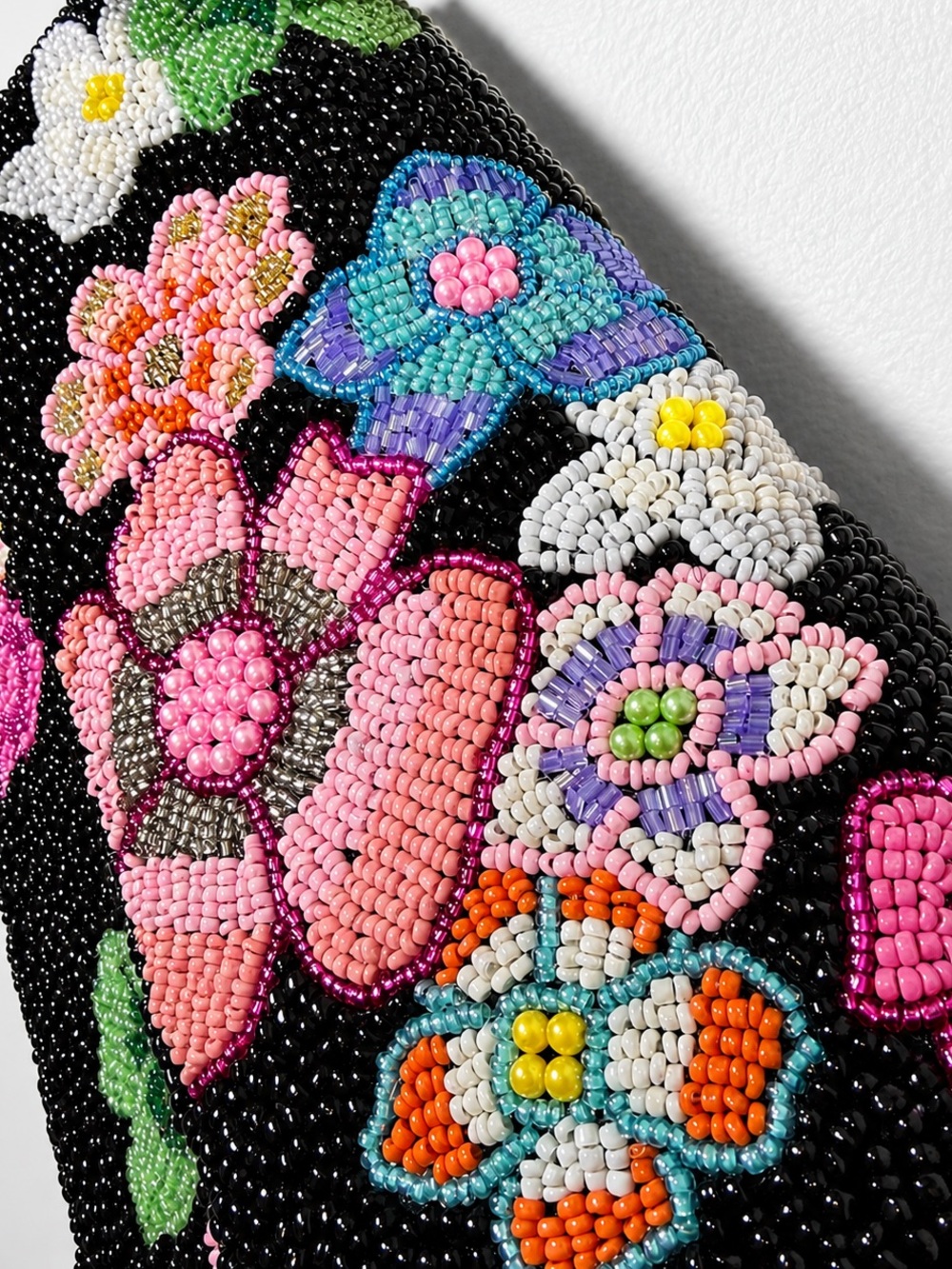 Colorful Floral Beaded Shoulder Bag Boho Statement Purse Y2K Cottagecore NWOT - Picture 7 of 16